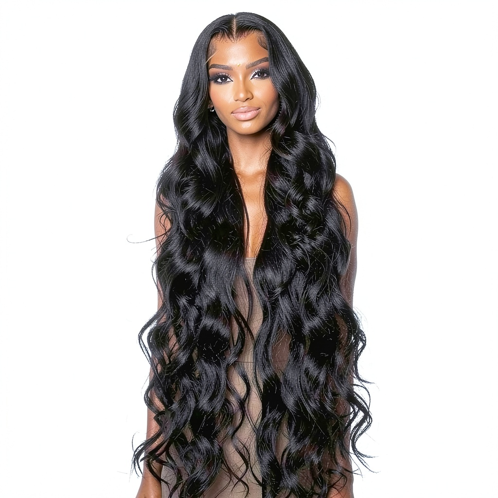 Installing Lemoda 13x6 Full Lace Front Wig on a wooden vanity with tools laid out