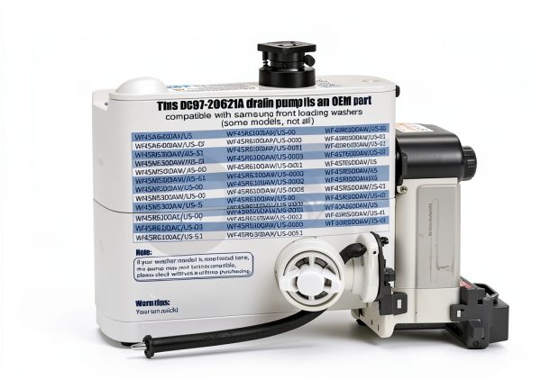 DC97-20621A Drain Pump Assembly Garsoo for Samsung Load Washers White-2